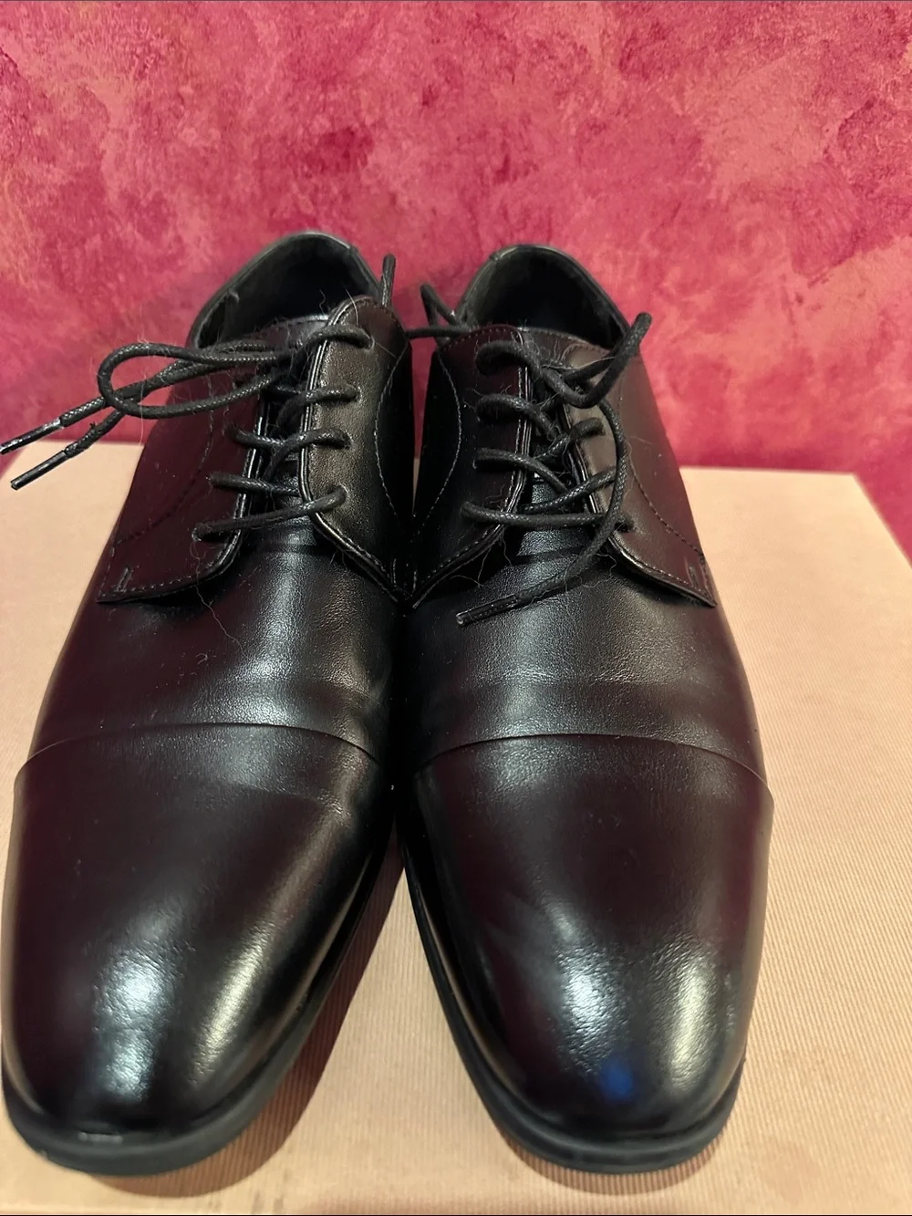ALFANI Classic Black Cap-Toe Men's Dress Oxfords shoes , 9 M
